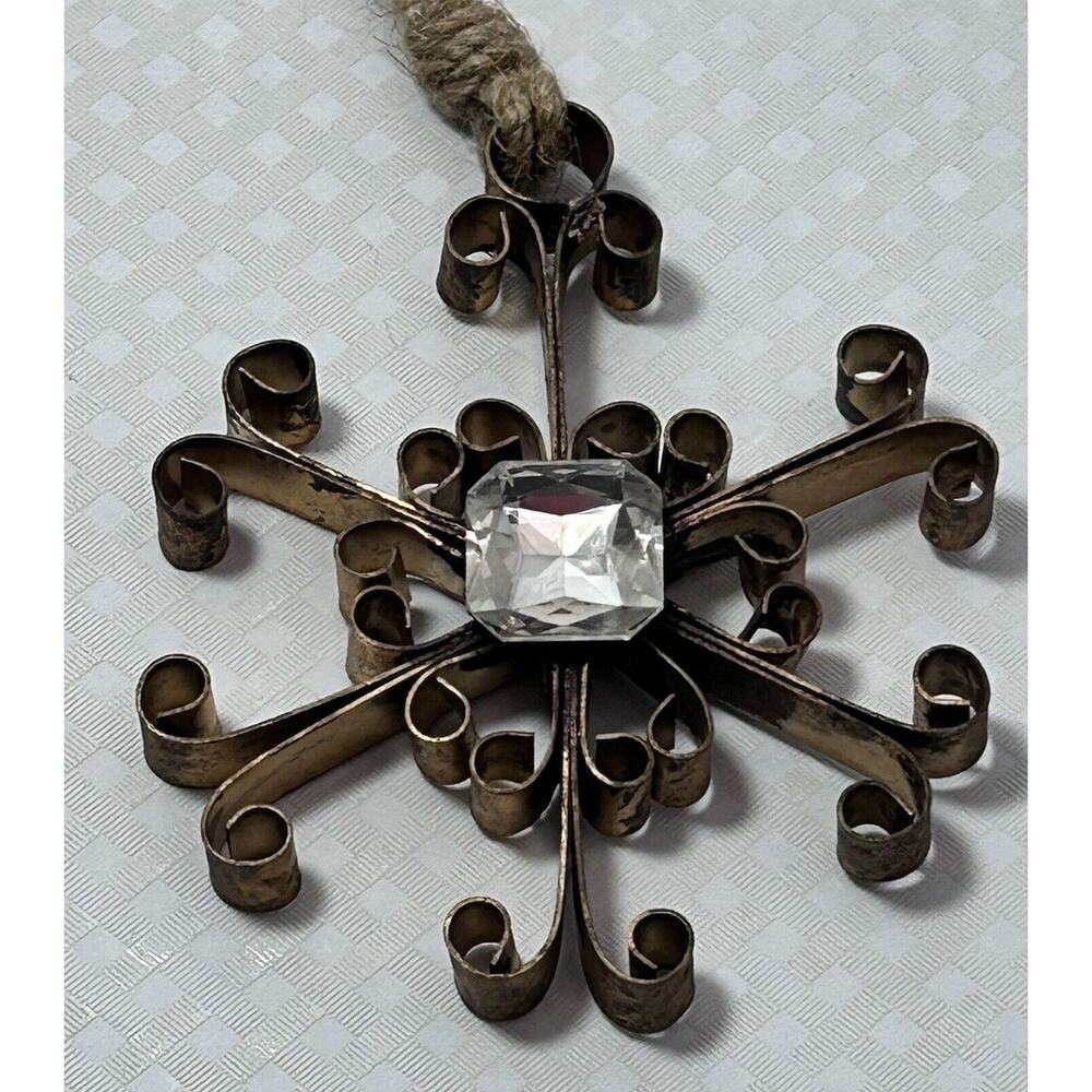 VTG Metal Snowflake, Bow,‎ Clear Rhinestone Holiday Christmas Tree Ornament